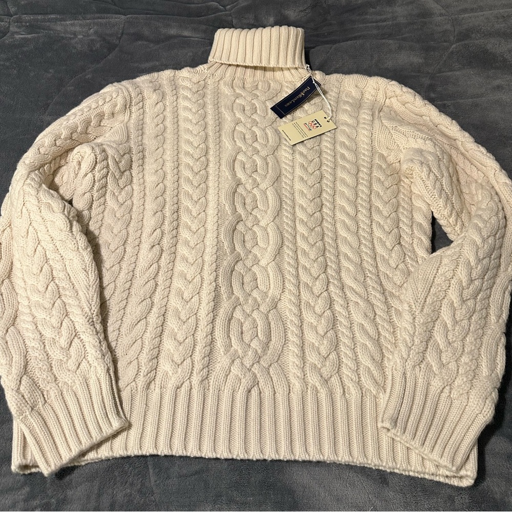Polo Ralph Lauren Cream Cable Knit Turtleneck Winter Olympic Sweater
